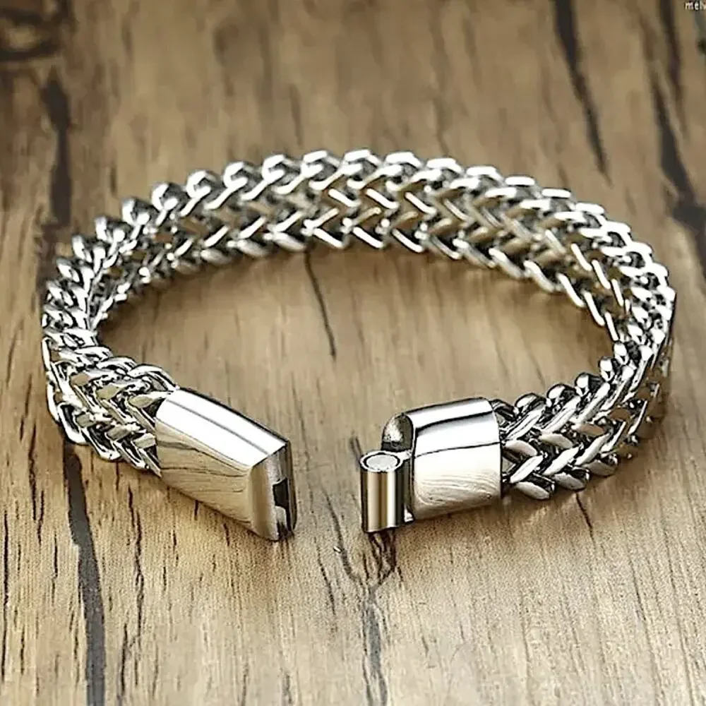 Stainless Steel Cuban Chain Magnetic Closure Hip Hop Bracelet